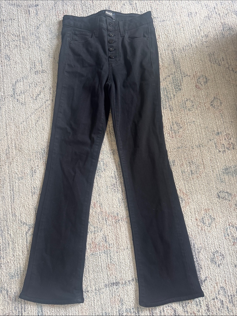 PAIGE Black Transcend High-Rise Button-Fly Flared jeans 👖